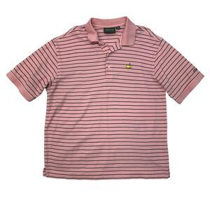 Vintage Masters Collection Polo Shirt Mens L Pink Stripe Mercerized Pima Cotton